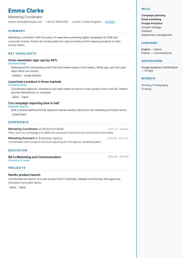 Preview of the Compact CV template